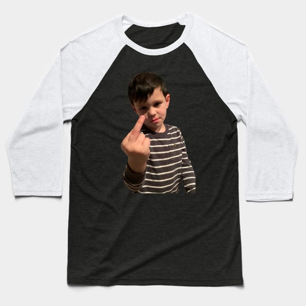 Kid flippin the Bird Baseball T-Shirt by ilrokery